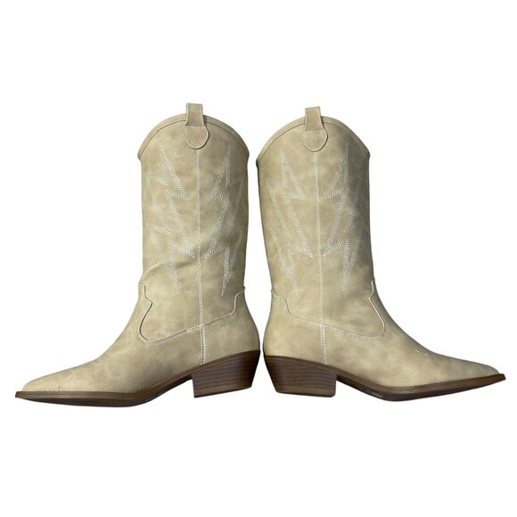 Dirty Laundry Josea Cowboy Boot Women's Size 8 Mid Calf Soft Shaft Cream New - Picture 5 of 11